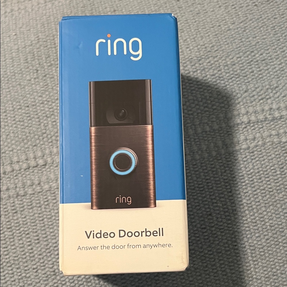 Ring Video Doorbell in Bronze with Black Top and Blue Ring